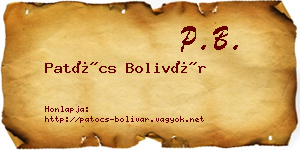 Patócs Bolivár névjegykártya